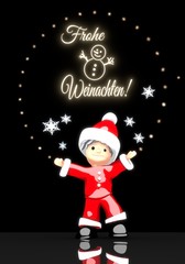 santa claus under a glaring German Merry Christmas symbol