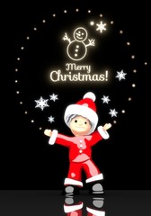 santa claus under a glaring Merry Christmas symbol