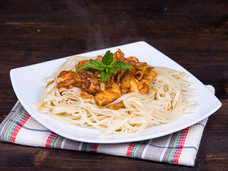Spaghetti and meat