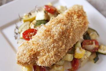 Baked Chicken Parmesan with Roasted Summer Squash