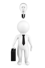 3d person businessman with a bulb over a head