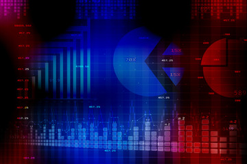 The Stock Market graph with pie chart and world