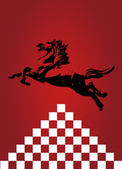 馬　年賀状　紅 黄