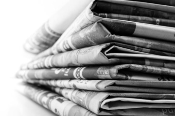 Close up of pile or stack of newspapers