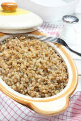 Cooked buckwheat in the bowl