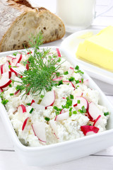 Cottage cheese with radish,chives and dill