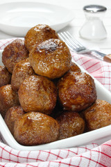 Fried pork meatballs in bowl