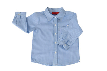 Blue striped shirt isolated on white. Clipping path included.
