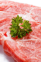 Fresh raw pork on white background