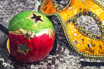 Christmas masquerade mask for the carnival with fur-tree toys