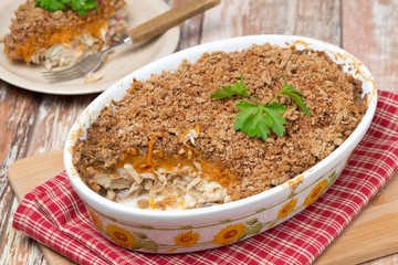 Gratin with fish and pumpkin, horizontal