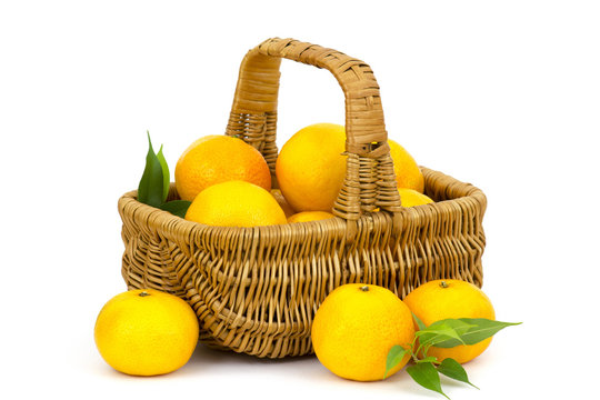 fresh tangerines in a basket