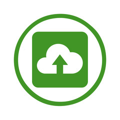 iws33 IconWebsiteSimple iws - english: upload to cloud - green icon circle web symbol - German: Wolke mit Hochladen Zeichen in grün - g115