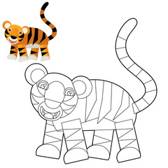 Cartoon wild animal - coloring page with preview for children