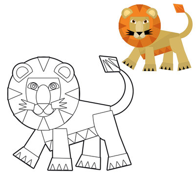 Cartoon wild animal - coloring page with preview for children