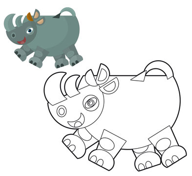 Cartoon wild animal - coloring page with preview for children