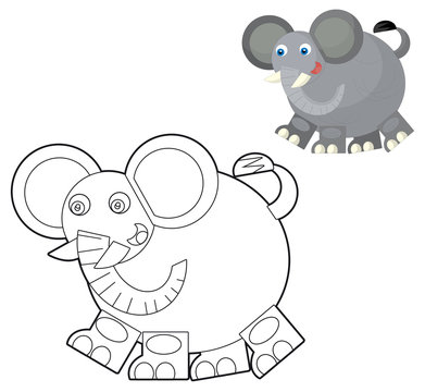 Cartoon wild animal - coloring page with preview for children
