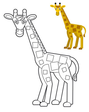 Cartoon wild animal - coloring page with preview for children