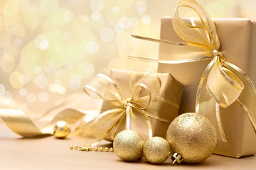 Gold Christmas gift boxes