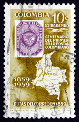 Postage stamp Colombia 1959 Map of Colombia