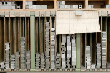Setzkasten mit Bleibuchstaben in der Druckwerkstatt