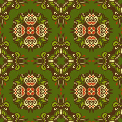 Seamless Ethnic Flower  vector pattern