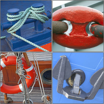 Collage mit Details von Schiffen
