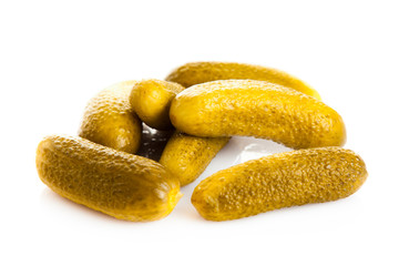 Cucumbers pickled isolated on white background