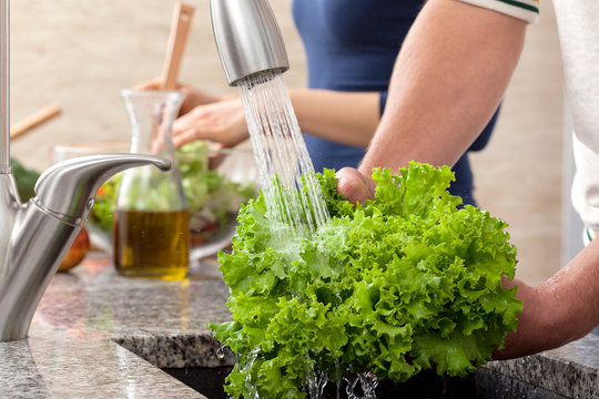 Washing Lettuce