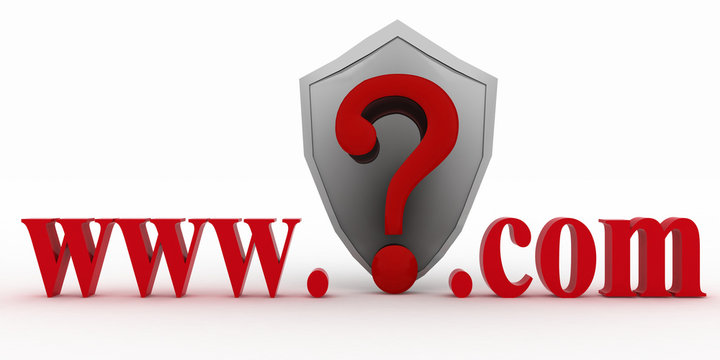 Shield and Guestion mark between www and dot com.