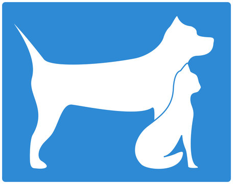 blue pet icon with dog and cat silhouette