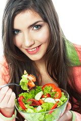 Woman eating green  salad