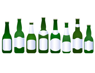 set of beer bottles with blank label