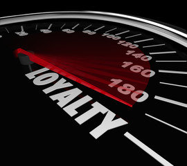 Loyalty Word Speedometer Measuring Return Repeat Customer