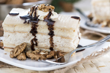 Portion of fresh made Walnut Cake