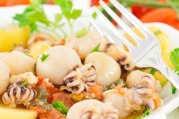 squid and potatoes- fish