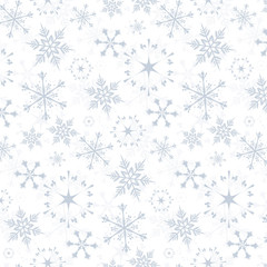 Seamless vector pattern - grey snowflakes on white background