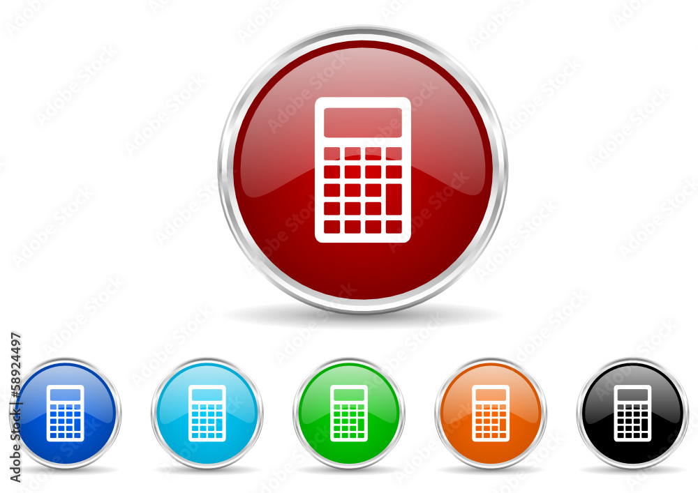 Poster calculator icon vector set