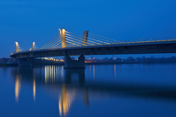 Beautiful bridge over Drava in Ptuj long exposure by night
