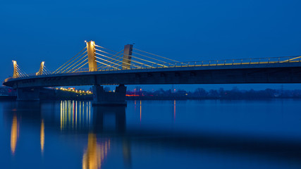 Fototapeta premium Beautiful bridge over Drava in Ptuj long exposure by night