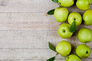fresh green apples closeup
