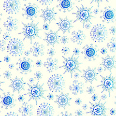 winter white snowflake seamless background