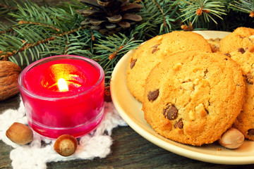 cookies with chocolate. christmas treats