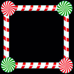 Christmas Candy Frame Over Black