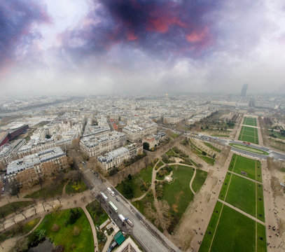 Paris, France. Magnificent aerial view of the city from Eiffel T