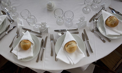 Table set for a wedding banquet
