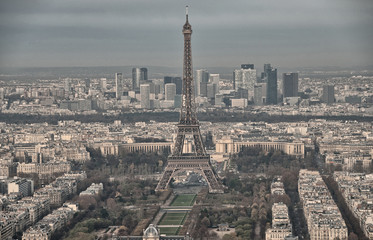 Paris. Aerial view of famous Eiffel Tower. La Tour Eiffel