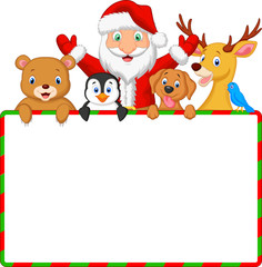 Santa and friend with blank sign