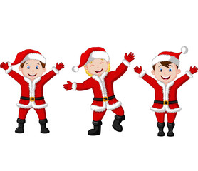 Happy children in Santa Costume