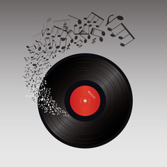 Fototapeta premium abstract music vector illustration- vinyl and music notes